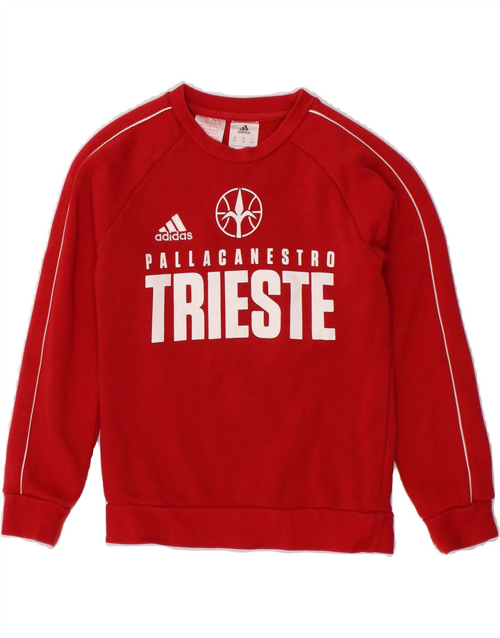ADIDAS Boys Graphic Sweatshirt Jumper 7-8 Years Red Cotton Vintage Adidas and Second-Hand Adidas from Messina Hembry 