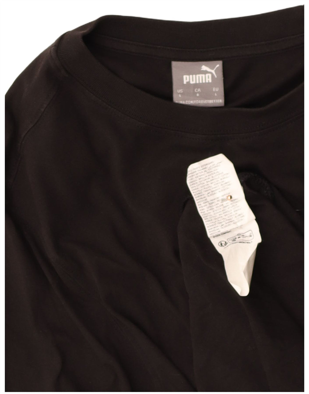 PUMA Mens T-Shirt Top Large Black Cotton