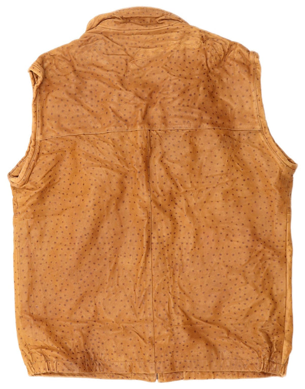 Мужской кожаный жилет VINTAGE IT 56 3XL Коричневый в пятнистый цвет