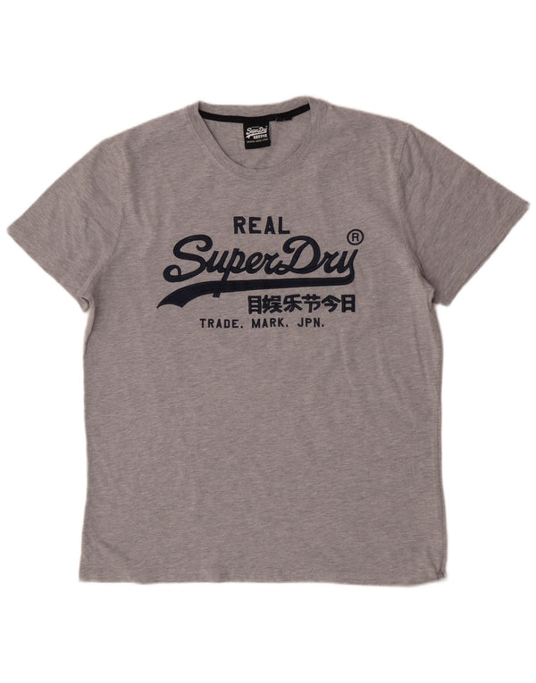 Мужская футболка с рисунком Superdry 2XL, серая, хлопок