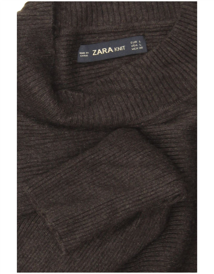 Женский укороченный джемпер с высоким воротом «летучая мышь» Zara UK 16, большой серый цвет