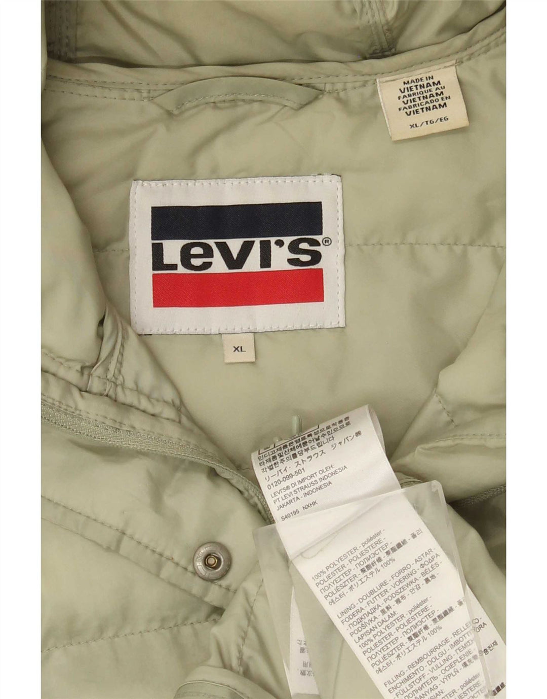 Женская утепленная куртка Levi's с капюшоном UK 18 XL, зеленый полиэстер