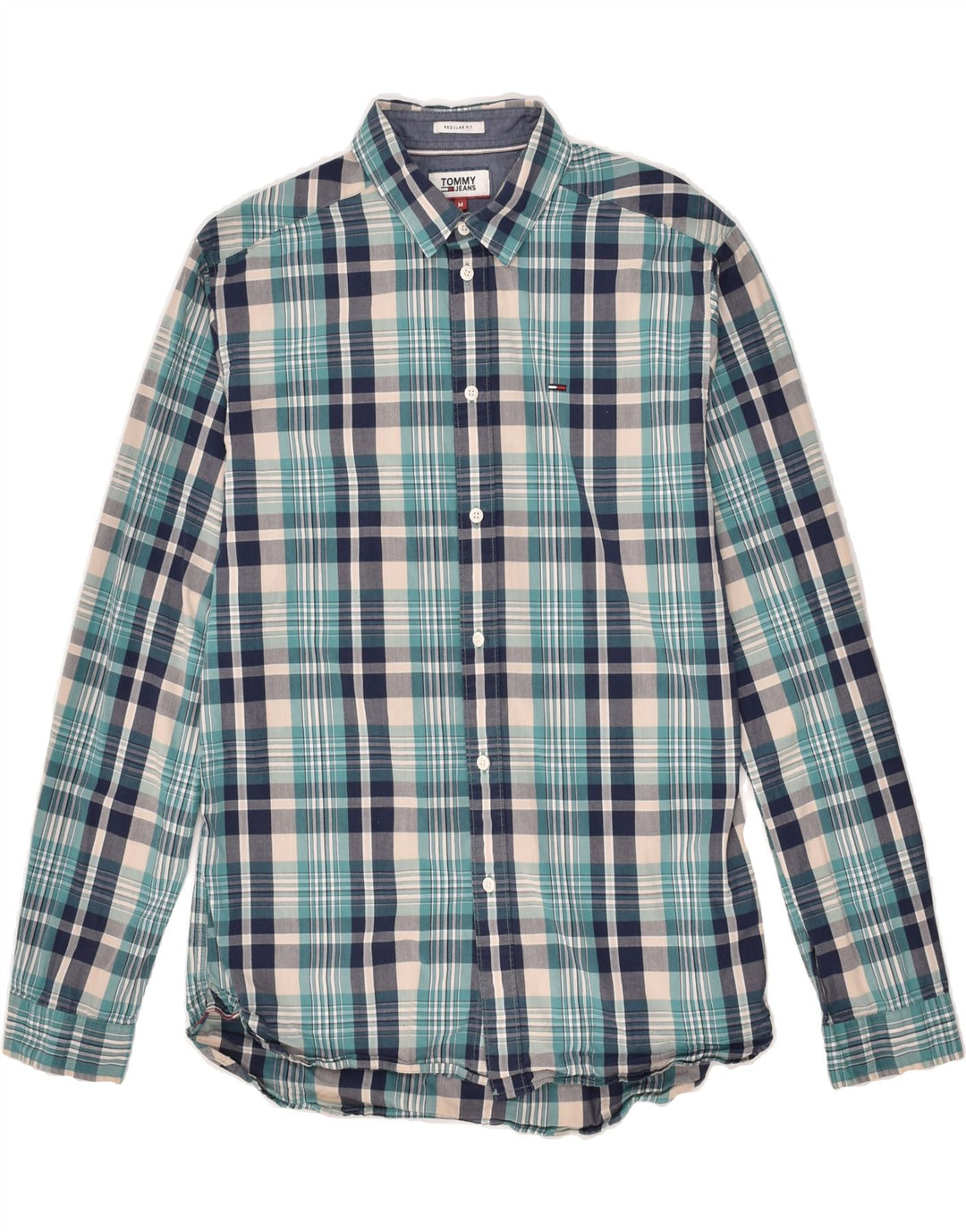 TOMMY HILFIGER Mens Regular Fit Shirt Medium Blue Check Cotton | Vintage Tommy Hilfiger | Thrift | Second-Hand Tommy Hilfiger | Used Clothing | Messina Hembry 