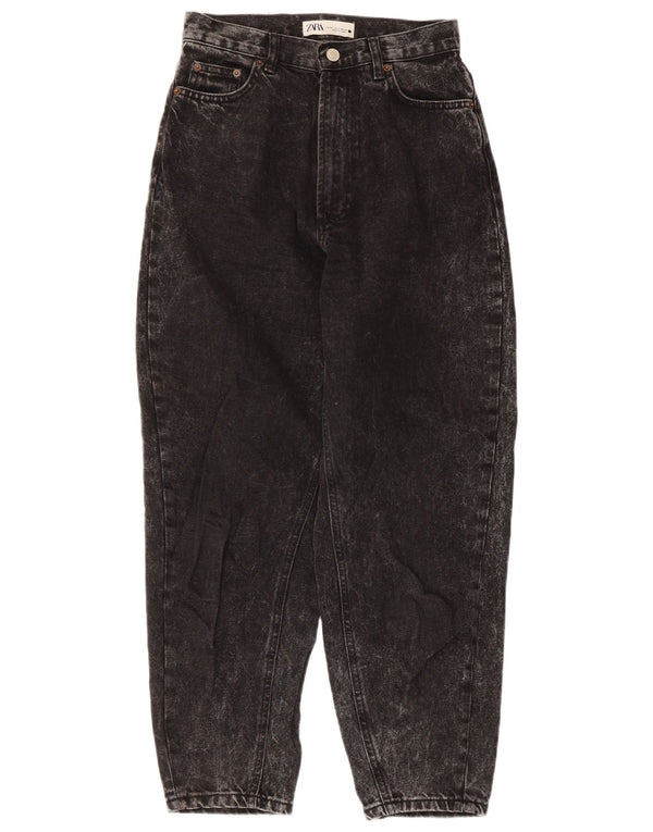 Женские укороченные свободные джинсы с высокой талией Zara EU 34 2XS W24 L25, черный хлопок