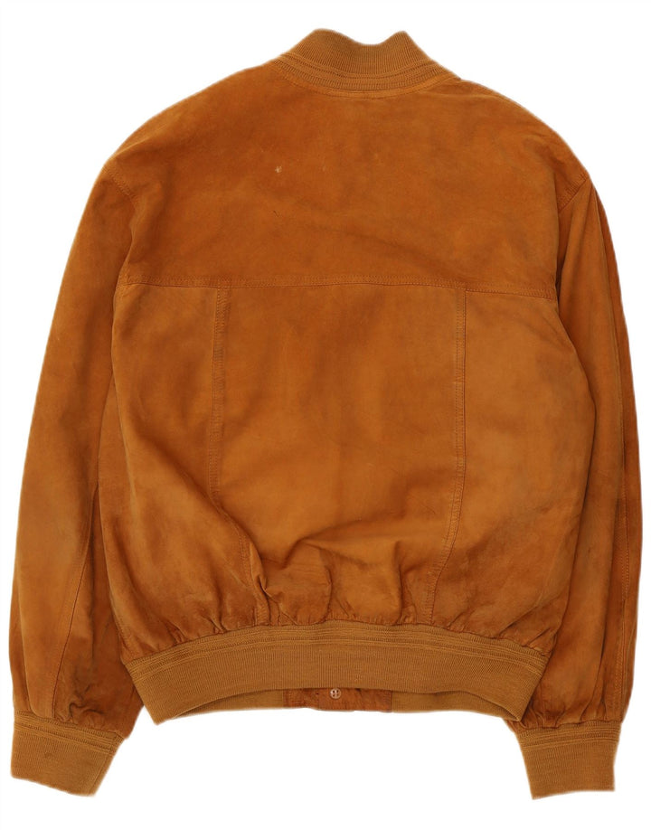 Винтажная мужская замшевая куртка-бомбер UK 40, большая коричневая кожаная