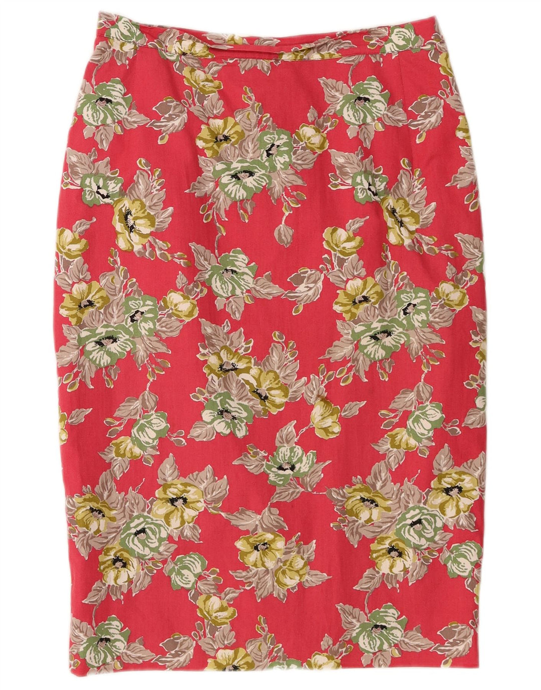 VINTAGE Womens Midi Pencil Skirt W30 Medium Red Floral