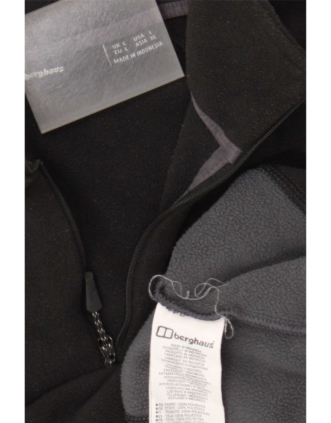 Berghaus Мужской флисовый джемпер с воротником на молнии, большой черный, полиэстер с цветными блоками