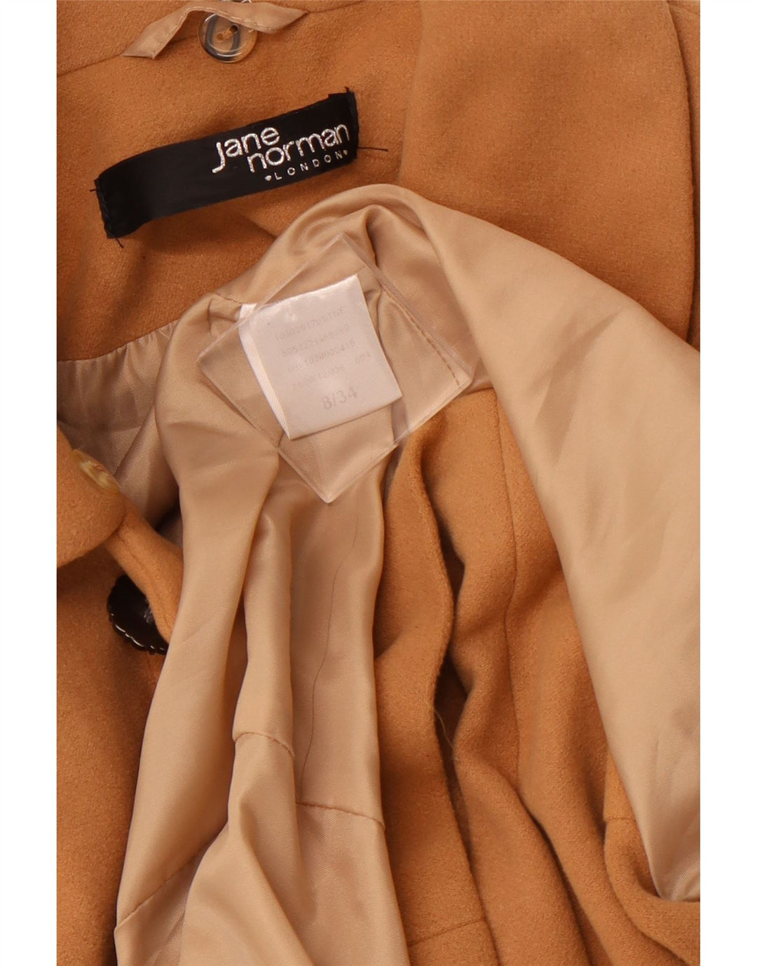 JANE NORMAN Женское пальто UK 8 маленькое коричневое из полиэстера