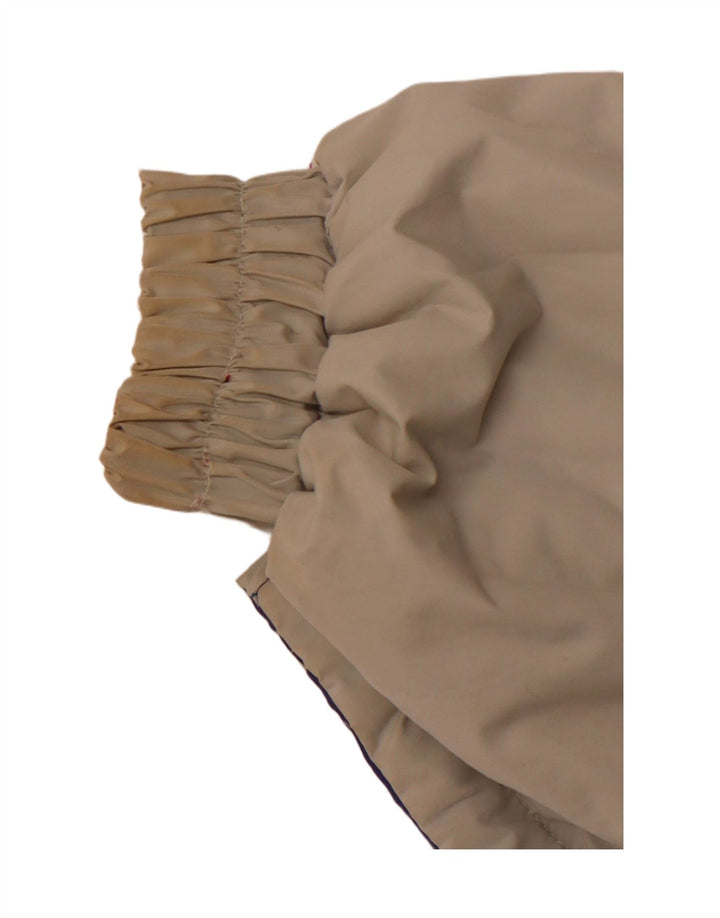 ВИНТАЖНАЯ женская двусторонняя куртка с капюшоном, большая бежевая, полиэстер с цветными блоками