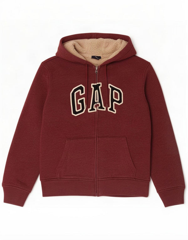 Gap Мужской свитер с капюшоном на молнии с рисунком, средний бордовый хлопок