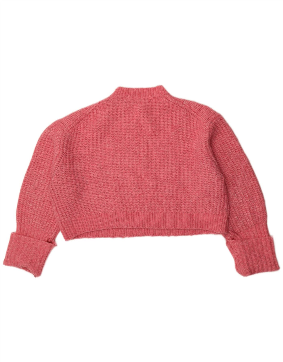 Zara Женский укороченный свободный джемпер с круглым вырезом, Великобритания 14, средний розовый