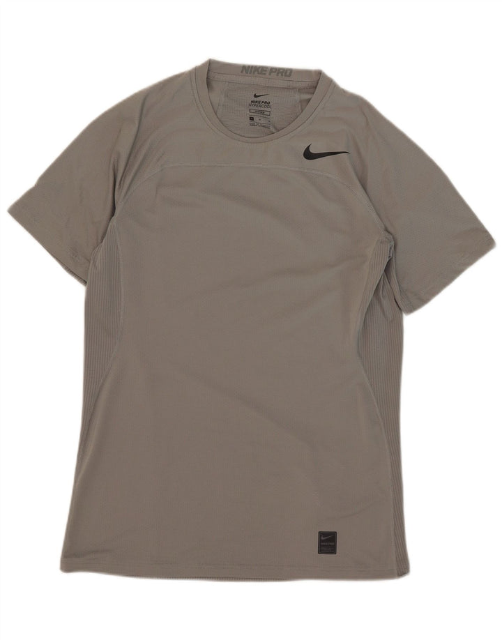 Мужская приталенная футболка Nike из полиэстера среднего серого цвета