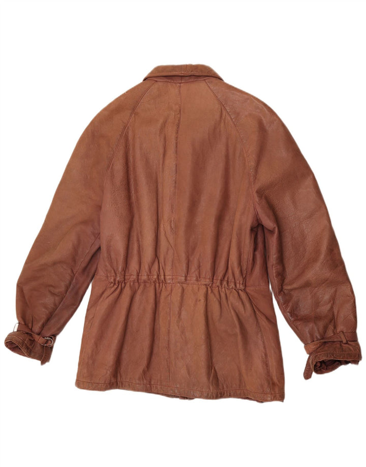 Винтажная женская кожаная куртка IT 52 2XL Коричневая