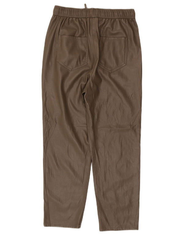 Женские прямые брюки из искусственной кожи Zara XS W24 L24, хаки, полиэстер