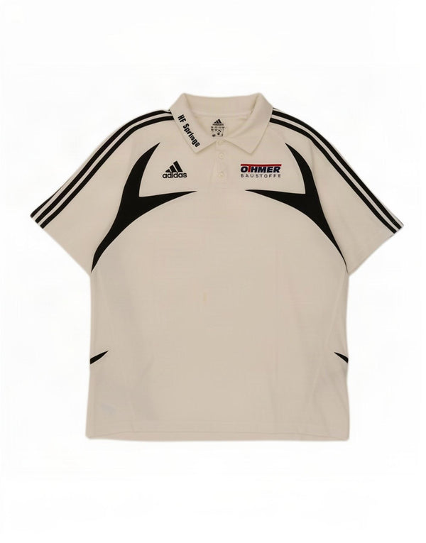 Мужская рубашка-поло Adidas UK 48/50 XL, белый хлопок с цветными блоками