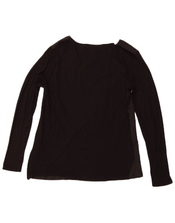 DESIGUAL Женский топ с рисунком с длинным рукавом UK 14, большой черный цветочный вискоза