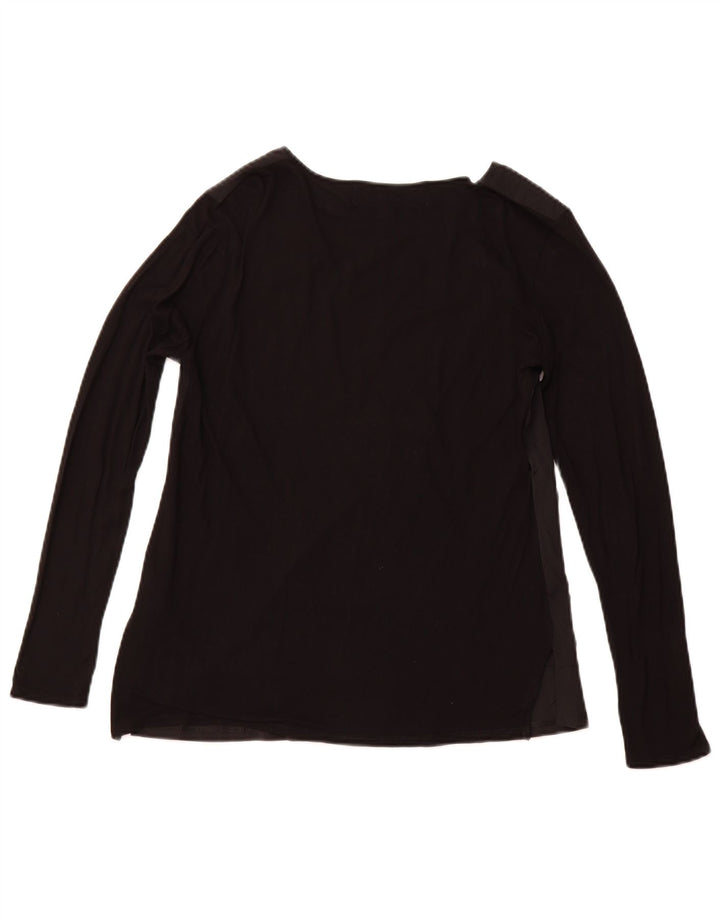 DESIGUAL Женский топ с рисунком с длинным рукавом UK 14, большой черный цветочный вискоза