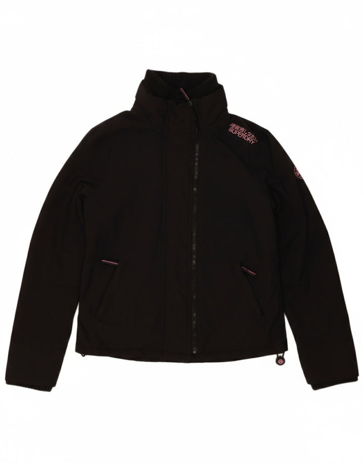 SUPERDRY Womens Windbreaker Jacket UK 16 Large Black Nylon