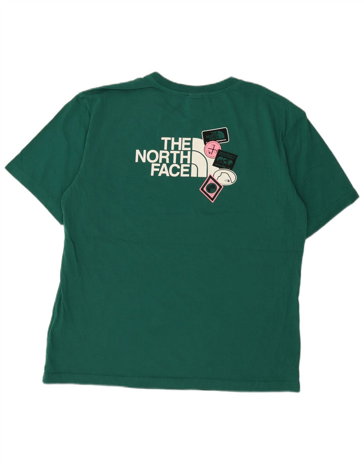 Мужская футболка с рисунком The North Face, хлопковый топ среднего зеленого цвета