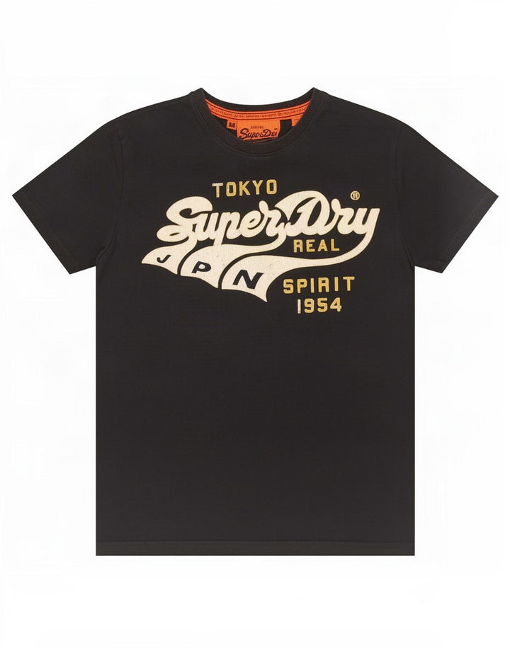 Superdry Мужская футболка с рисунком Топ среднего размера, черный хлопок