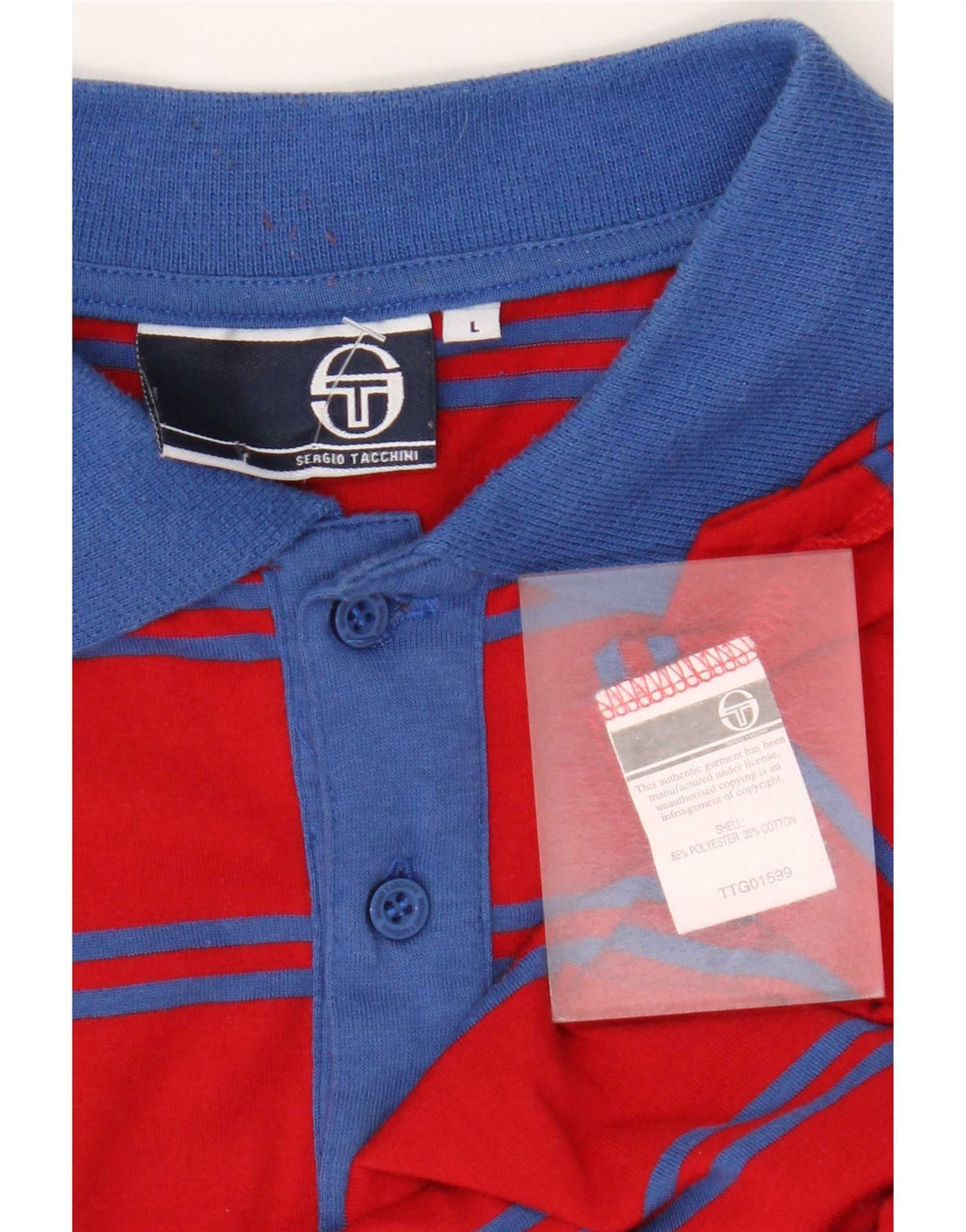Мужская рубашка-поло Sergio Tacchini, полиэстер в красную полоску, большая красная полоска