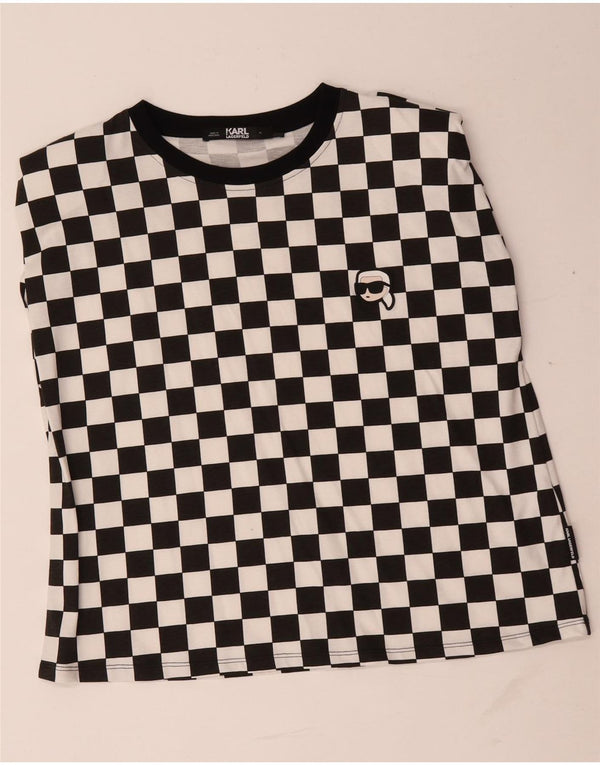 Женский жилет Karl Lagerfeld UK 18 XL, черный хлопок с геометрическим узором