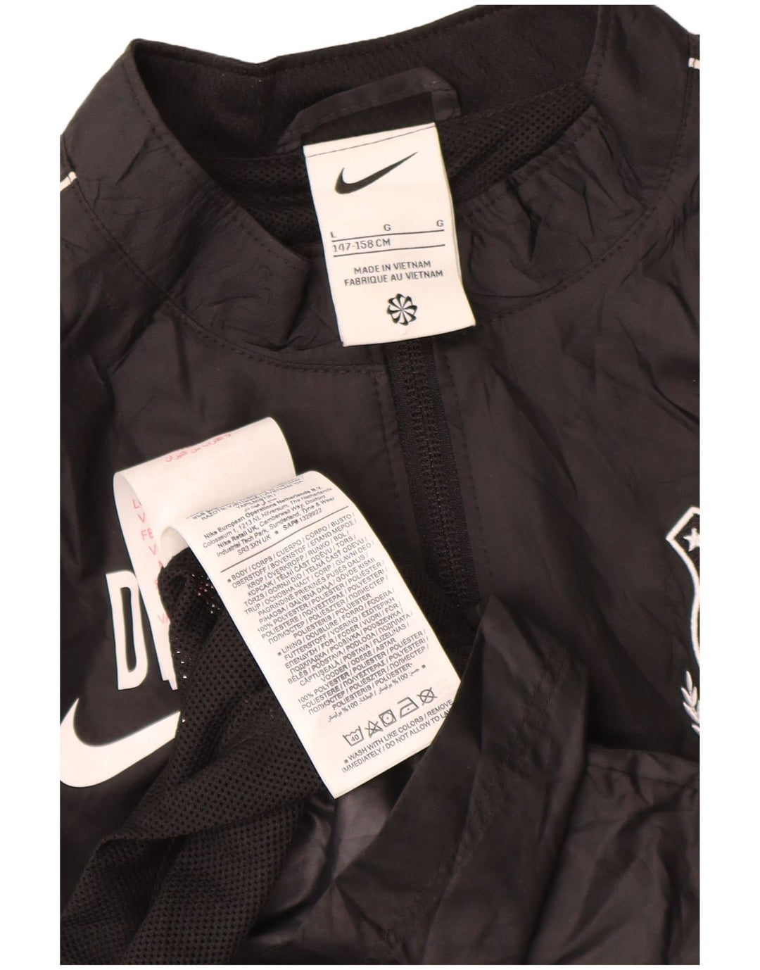Дождевик с графическим рисунком Nike для мальчиков 12–13 лет, большой черный полиэстер