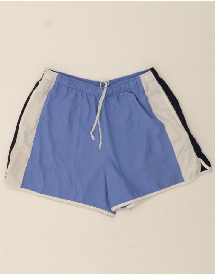 NIKE Womens Sport Shorts US 12/14 Large Blue Colourblock Polyester Vintage Nike and Second-Hand Nike from Messina Hembry 