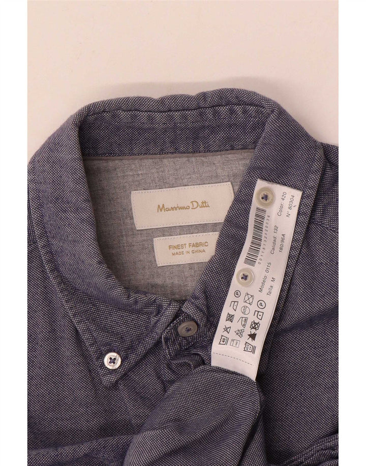 Мужская рубашка Massimo Dutti, хлопок среднего синего цвета