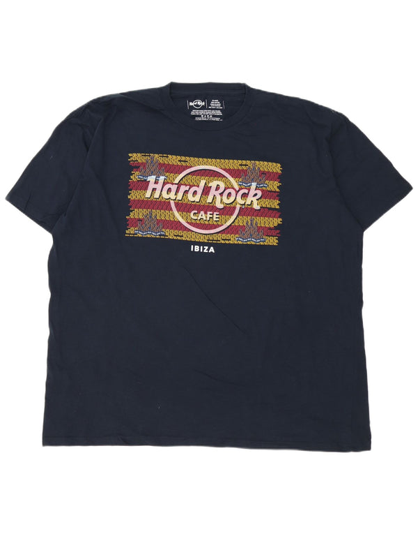 Мужская футболка с рисунком Hard Rock Cafe Ibiza, 2XL, темно-синий, хлопок