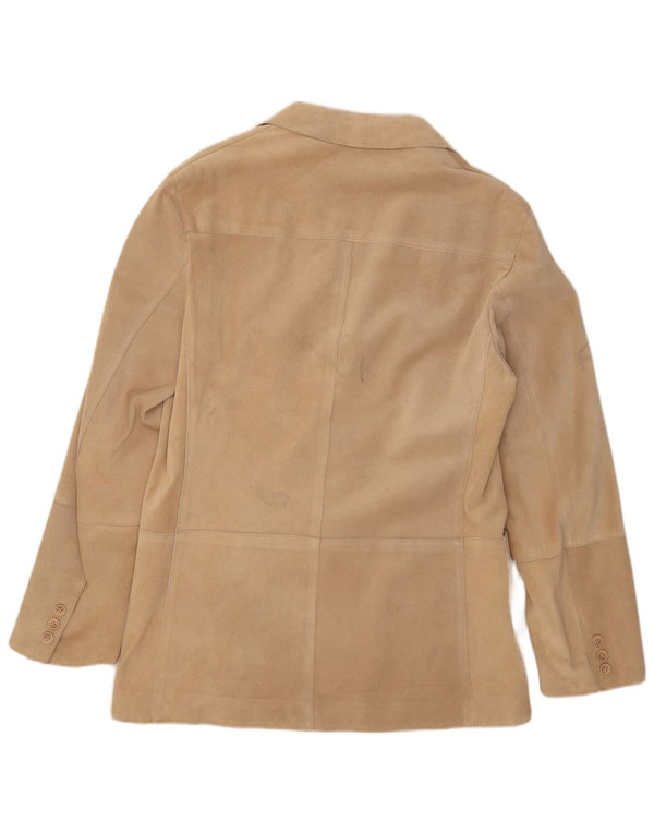 J.J.Scott Mens 3 Button Suede Blazer Jacket IT 52 XL Beige Leather