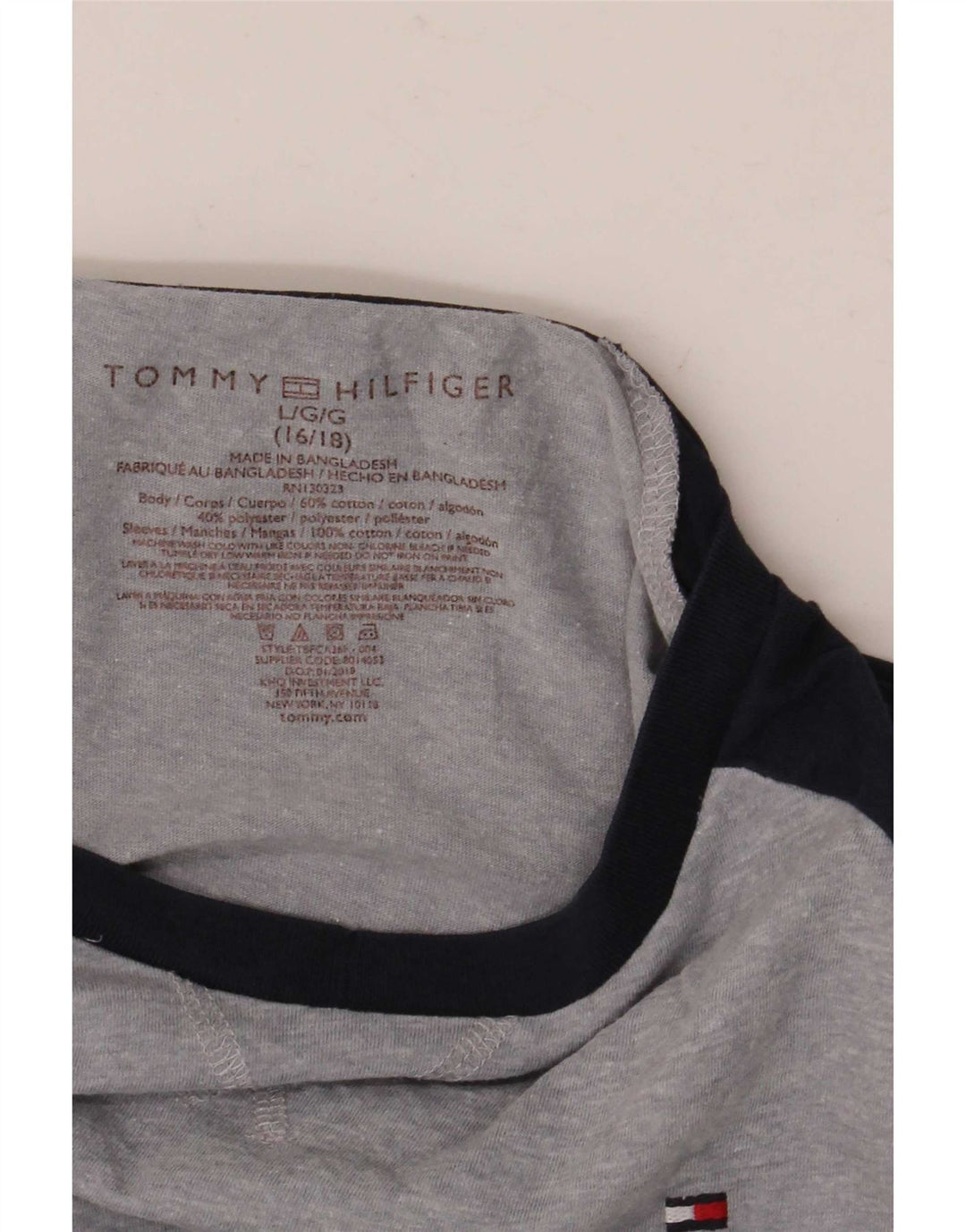 Топ Tommy Hilfiger для мальчиков с длинными рукавами, 15–16 лет, большой серый с цветными блоками
