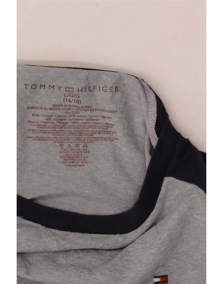 Топ Tommy Hilfiger для мальчиков с длинными рукавами, 15–16 лет, большой серый с цветными блоками