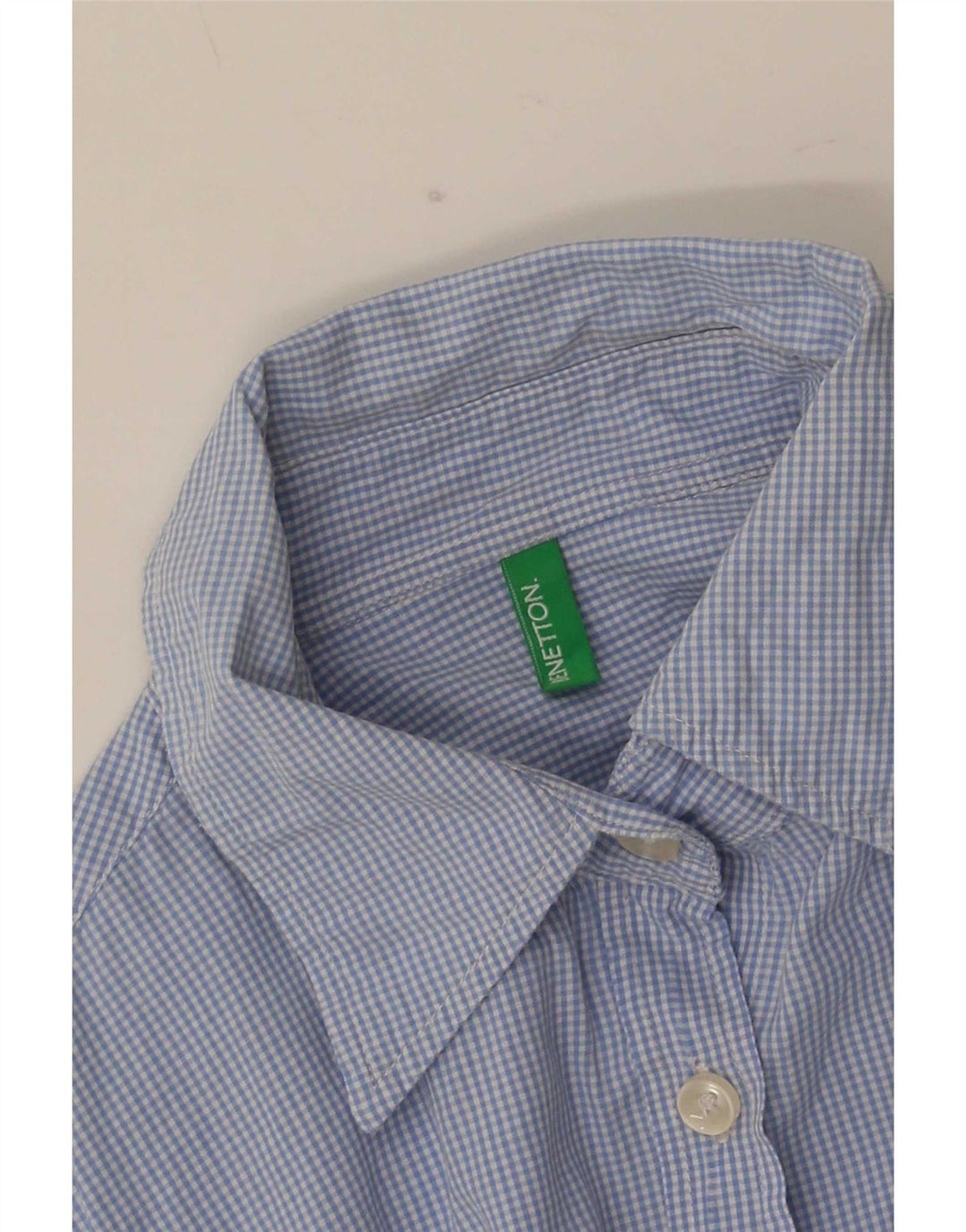 Женская рубашка Benetton UK 10, маленькая синяя клетка
