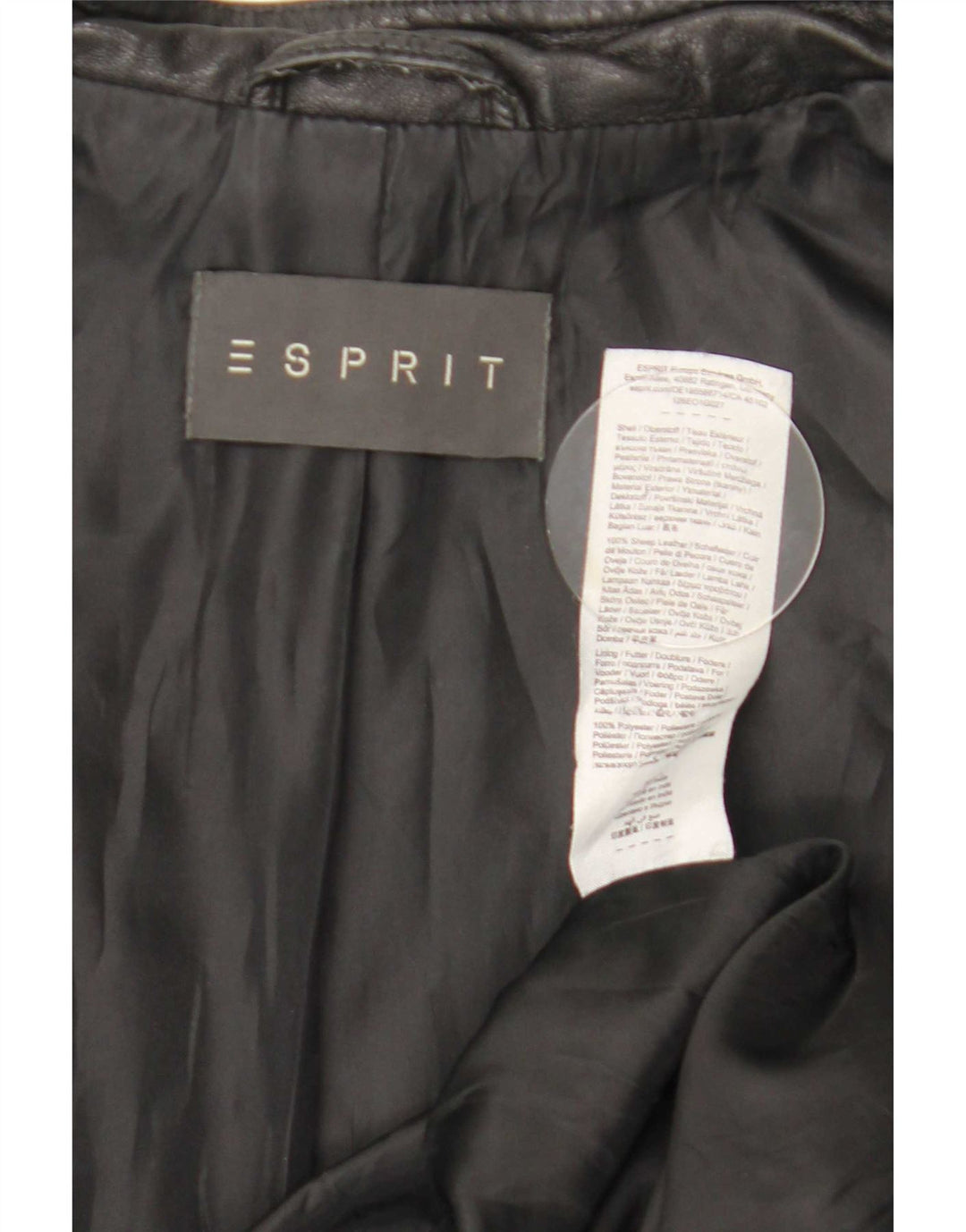 Женская кожаная куртка-гонщик Esprit UK 16, большая черная кожа