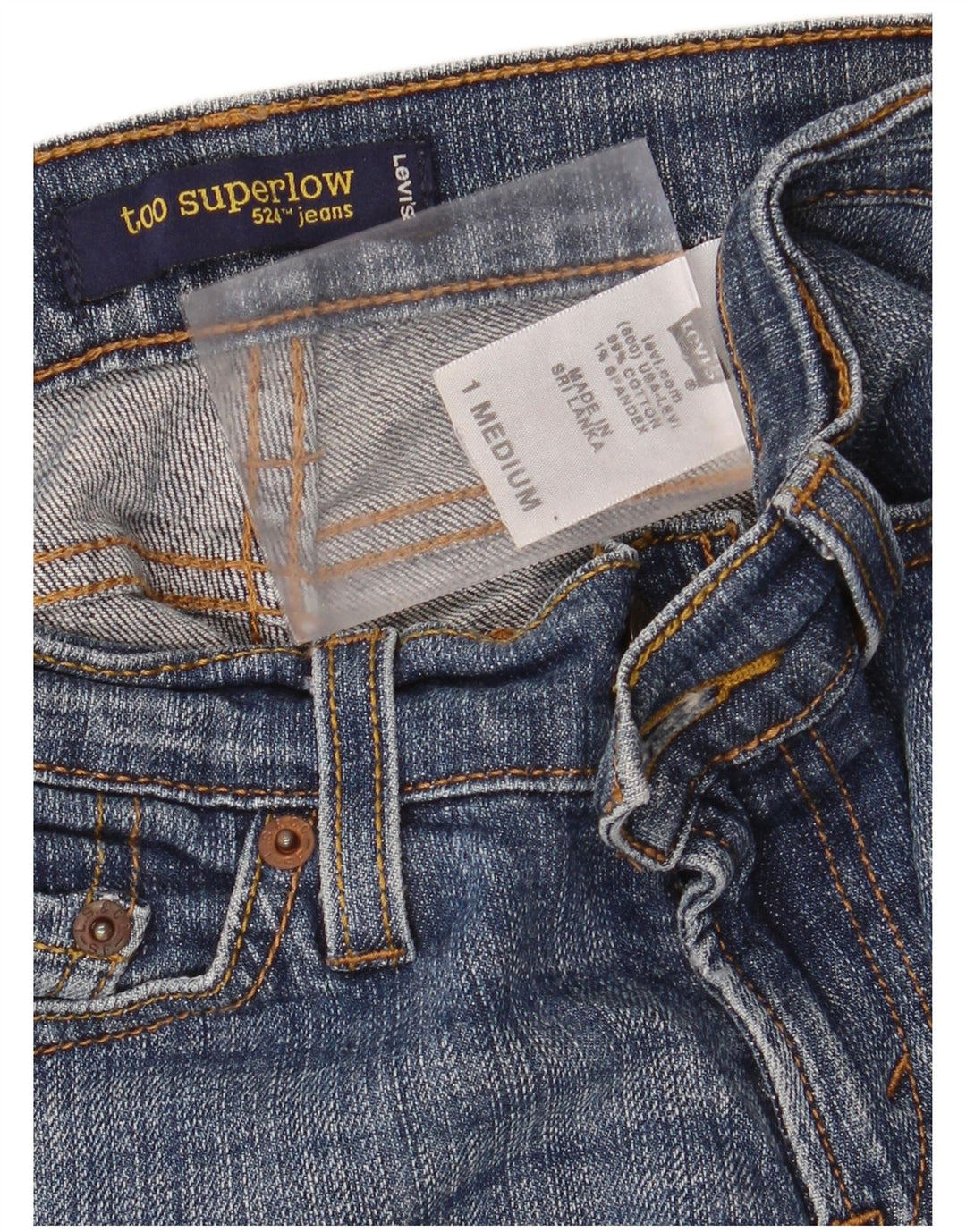 Женские джинсы скинни LEVI'S 524 Too Superlow США 1 XS W28 L32 Синий хлопок