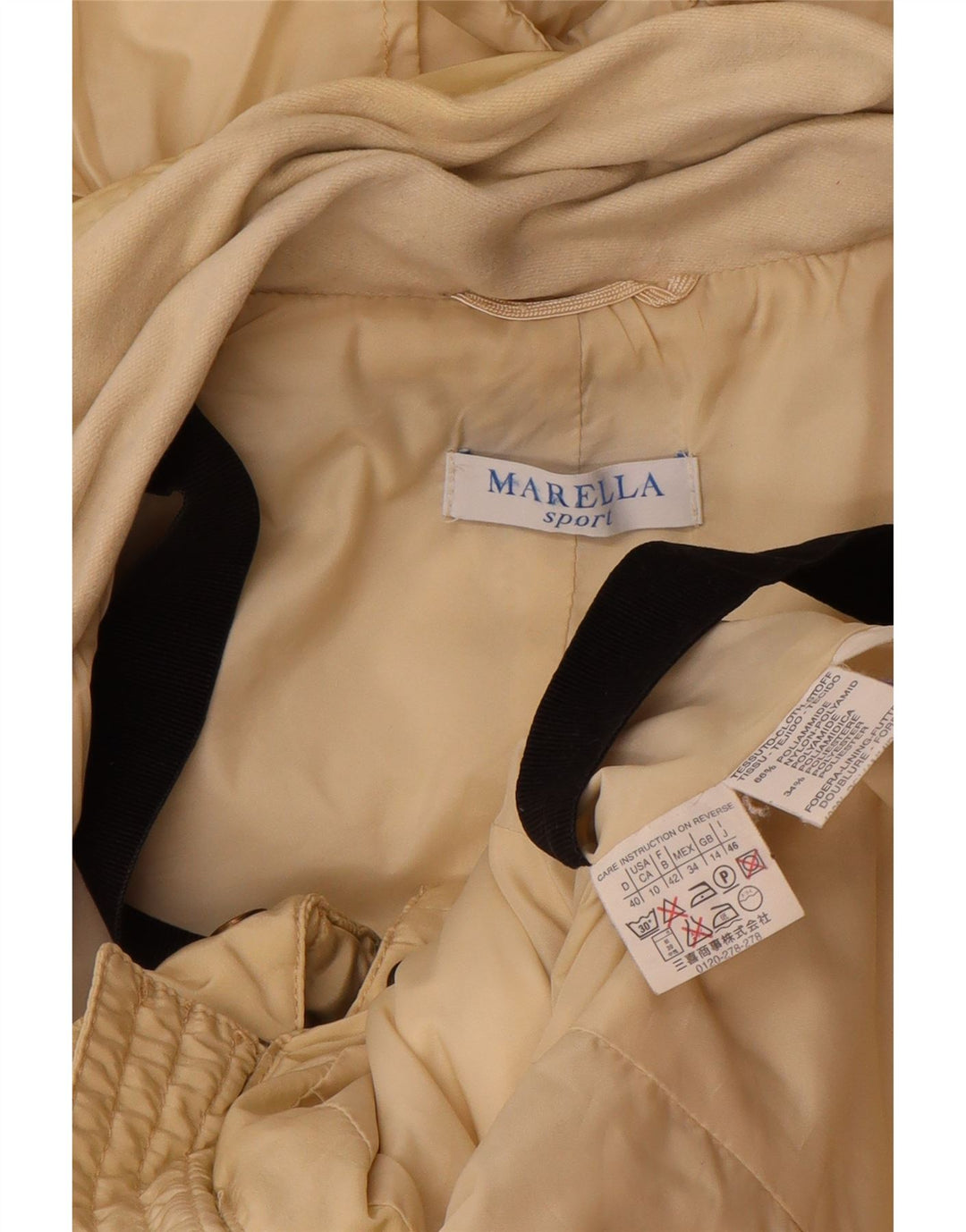 Женская утепленная куртка Marella с капюшоном UK 14, большая, бежевая, полиамид