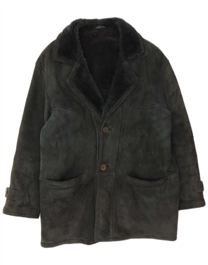Винтажная мужская короткая дубленка IT 48 Medium Green