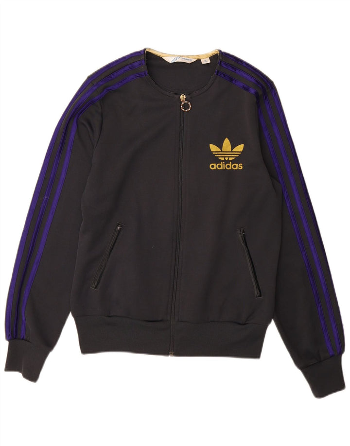 Спортивный костюм ADIDAS для девочек с графическим рисунком, верхняя куртка, 11–12 лет, черный полиэстер