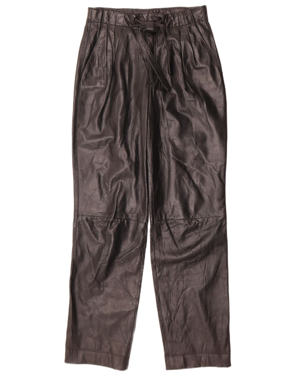 Винтажные женские кожаные брюки с высокой талией W26 L31, черные