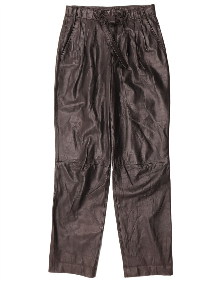 Винтажные женские кожаные брюки с высокой талией W26 L31, черные