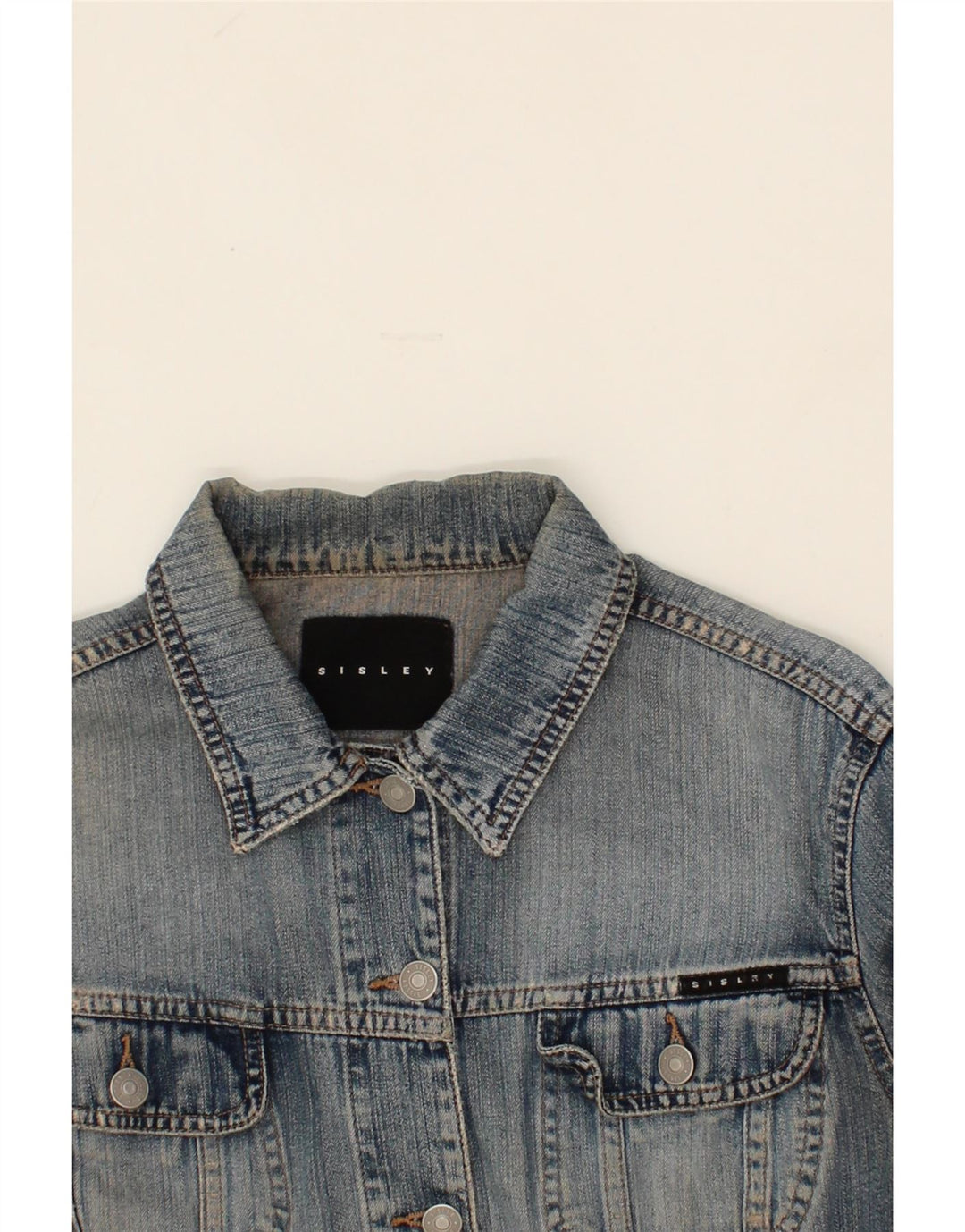 SISLEY Womens Denim Jacket UK 14 Medium Blue Vintage Sisley and Second-Hand Sisley from Messina Hembry 