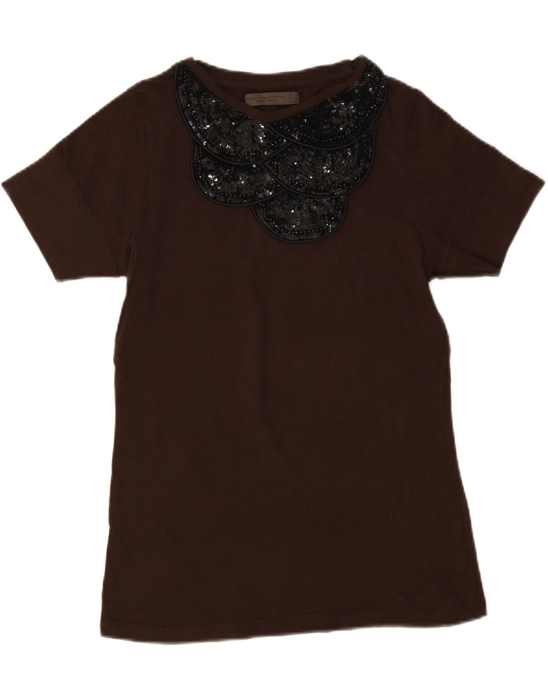 Женская футболка Zara Top UK 12 Medium Brown