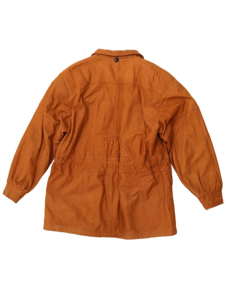 ВИНТАЖНАЯ Женская кожаная куртка UK 6, большая коричневая кожа