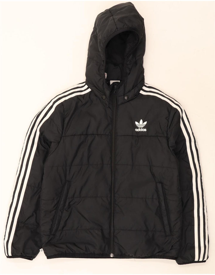 Утепленная куртка Adidas с капюшоном для мальчиков 11-12 лет, черный полиэстер