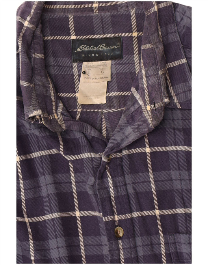 Мужская фланелевая рубашка Eddie Bauer, темно-синяя клетка, хлопок, большой размер