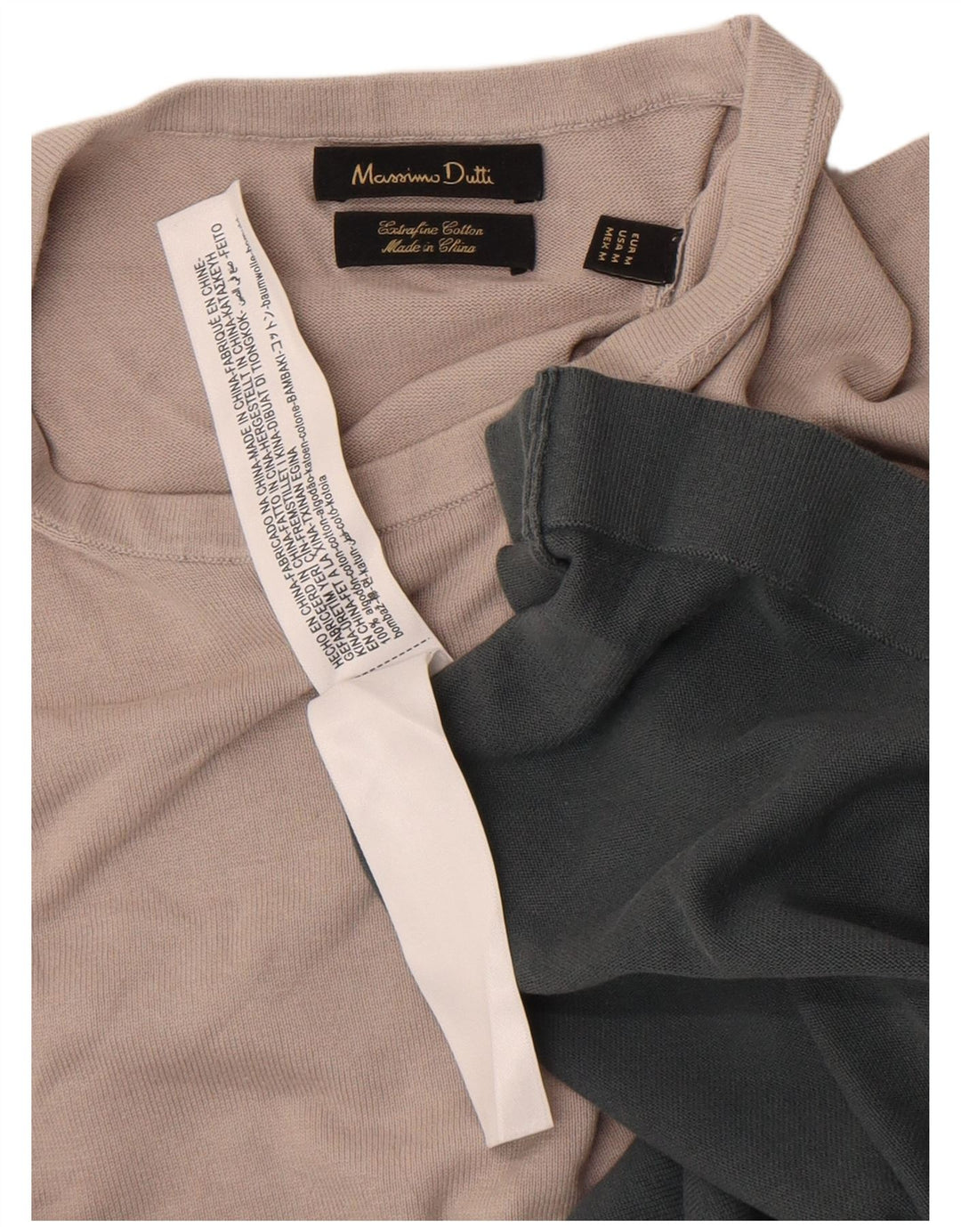 Massimo Dutti Мужская футболка из хлопка среднего зеленого цвета с цветными блоками