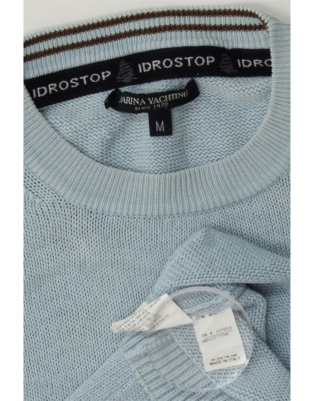 Мужской джемпер с круглым вырезом Marina Yachting, хлопковый свитер среднего синего цвета