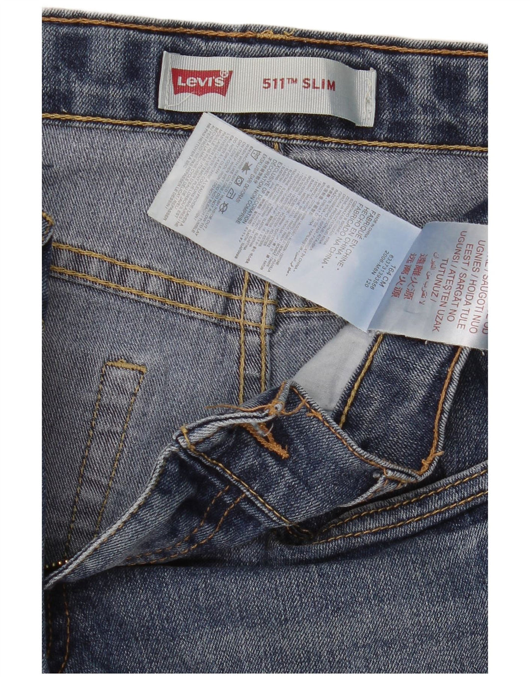 Джинсы Levi's 511 Slim для мальчиков 13–14 лет W28 L29, синий хлопок