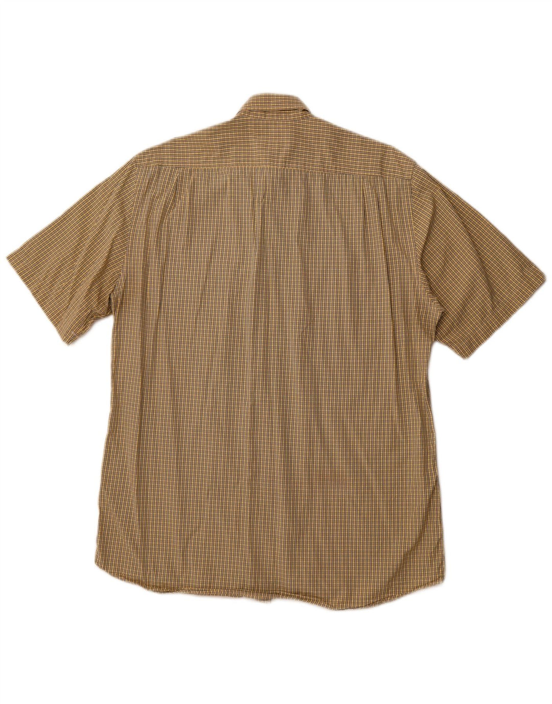 Мужская рубашка с коротким рукавом HUGO BOSS, размер 40, средний желтый клетчатый хлопок